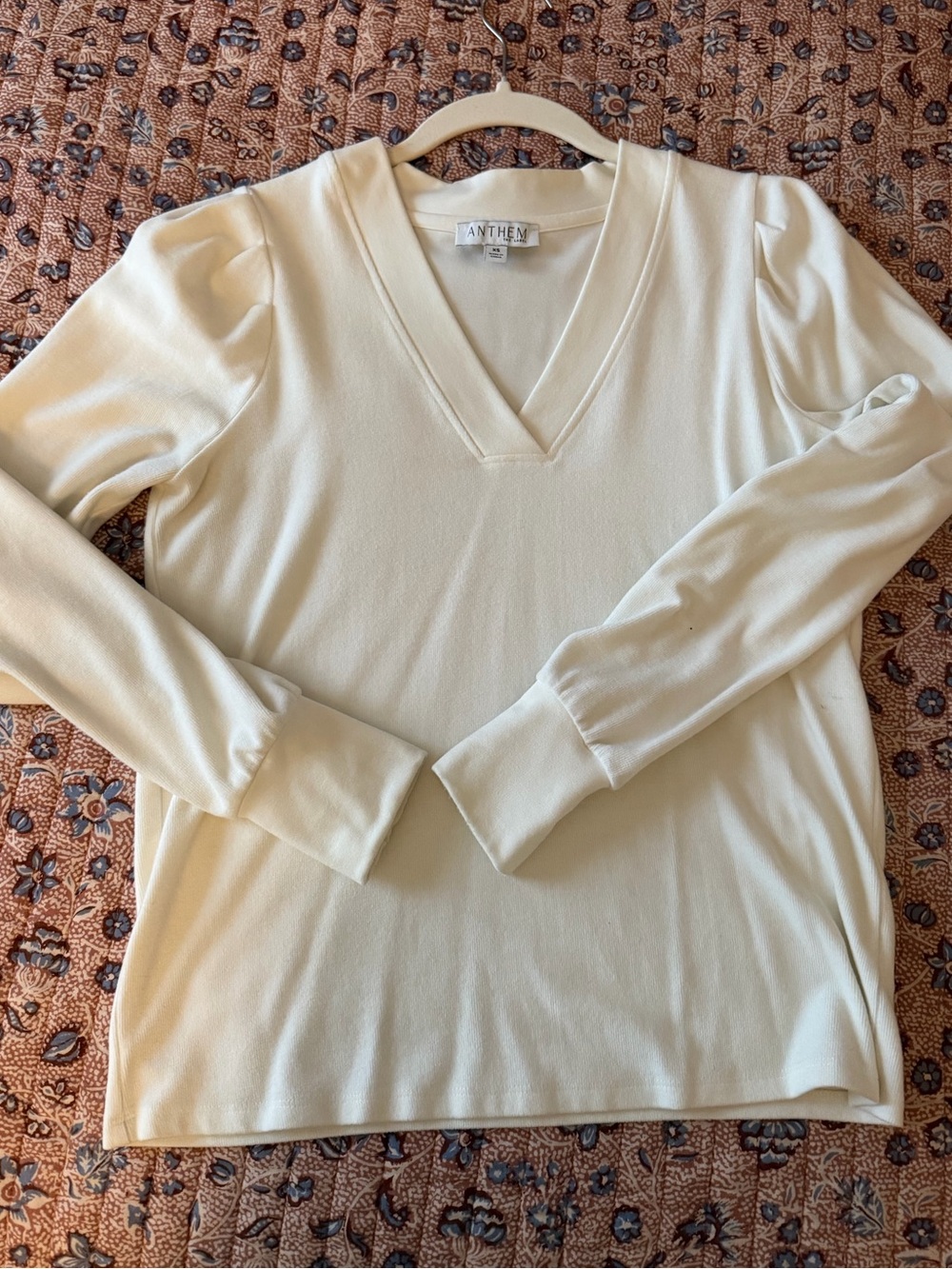Anthem XS Ivory V-Neck Long Sleeve Top